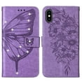 thumbnail image 3 of Dteck Compatible with Apple iPhone X,iPhone XS Bling Diamond Wallet Phone Case with Wrist Strap,Shockproof Embossed Pattern PU Leather Magnetic Flip Holder Card Slots Protective Case,Lightpurple, 3 of 9