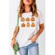 thumbnail image 1 of ABPHQTO Camiseta blanca de manga corta con estampado gráfico de calabaza divertida de Halloween para mujer, 1 of 5