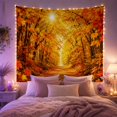 thumbnail image 2 of Autumn Forest Road Under Bright Sun, Peaceful Vintage Style for Nature Lovers, Nature Wall Art, Thanksgiving Hostess Gift, Tapestry Wall Hanging for Bedroom and Living Room, 2 of 7