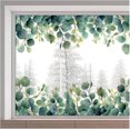 thumbnail image 1 of Calcomanías estáticas para ventanas con hojas de eucalipto grandes de 15 x 46 pulgadas, hojas verdes de primavera, calcomanías para ventanas colgantes de verano, vinilo estático no adhesivo de doble, 1 of 7