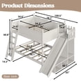 thumbnail image 2 of Harper & Bright Designs Full over Full Bunk Bed with Storage Shelves, Solid Wood Bunk Bed Frame with Slide and Ladders, Low Bunk Bed with Guardrails for Boys Girls, Beige, 2 of 16