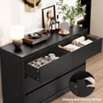 thumbnail image 4 of Black Minimalist 6 Drawer Dresser, Wide Storage Chest of Drawers with Deep Drawers, Modern Cabinet for Bedroom Living Room, 4 of 6