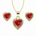 thumbnail image 2 of 24k Yellow Gold 1 Ct Heart Plated Ruby Full Set Necklace by Paris Jewelry, 2 of 4