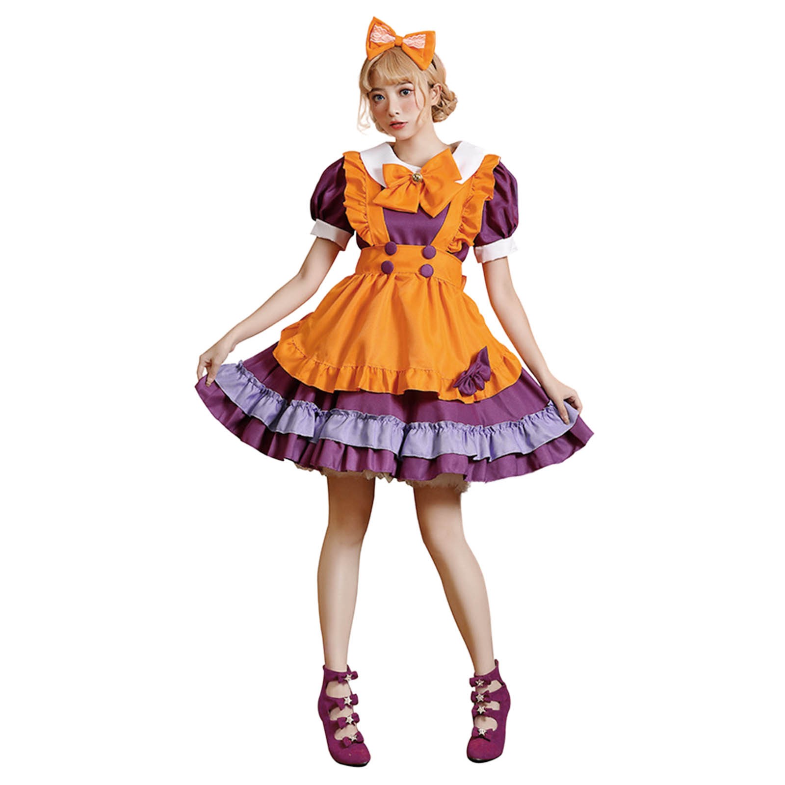 Holiday Dresses For Women 2022 Lolita French Apron Purple Costume