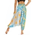 thumbnail image 2 of HLSOHJP Women's Smocked Waist Yoga Harem Pants Boho High Waisted Baggy Trousers Hippie Genie, 2 of 5