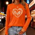 thumbnail image 4 of Blouse for Women Long Sleeved Printed Round Neck Loose Casual T-shirt,Tops for Women Orange XXXL, 4 of 6