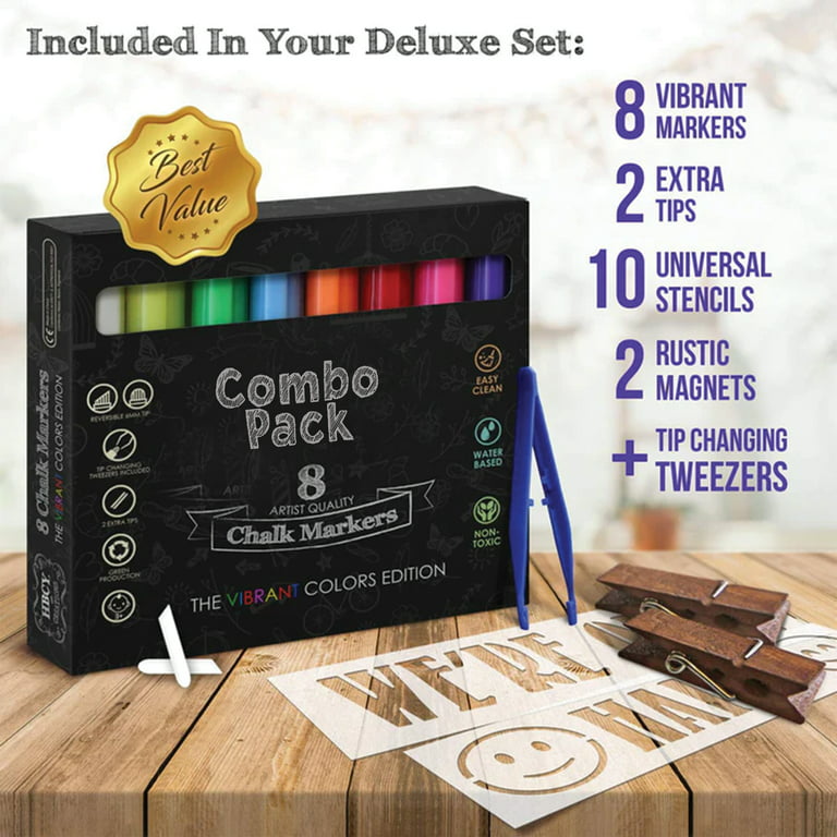Emma + Oliver Rustic Brown 40x20 Vintage Double-Sided Folding Magnetic  Chalkboard with 8 Chalk Markers, 10 Chalkboard Stencils, Eraser, and 2  Rustic Magnets 