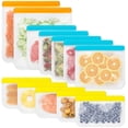 thumbnail image 1 of Reusable Storage Bags, 12 Pack Bpa Free Leakproof Freezer Bag For Liquid Lunch Sandwich Marinate Meat Fruits - 2 Gallon, 5 Sandwich And 5 Small Bags,, 1 of 5