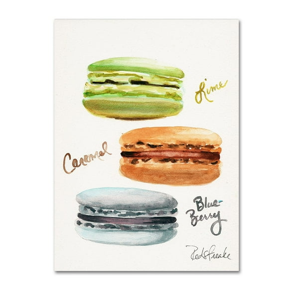 Trademark Fine Art "3 Macarons with Words" Canvas Art by Jennifer Redstreake