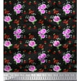thumbnail image 1 of Soimoi Poly Georgette Fabric Dot,Leaves & Rose Floral Print Fabric by The Yard 52 Inch Wide, 1 of 3