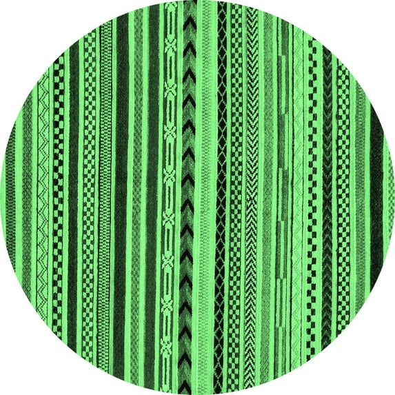 Ahgly Company Indoor Round Abstract Emerald Green Modern Area Rugs, 4' Round