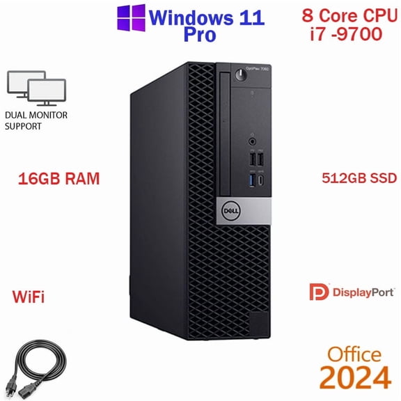 Restored Windows 11 Dell Optiplex 7070 i7 9700 500GB SSD 16GB RAM WiFi Desktop Computer PC Office24 (Refurbished)