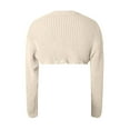 thumbnail image 6 of GBSYEWXS Sweaters For Women Beige Crew Neck Long Sleeve Solid Color Cover-Up Pullover Sweater, 6 of 6