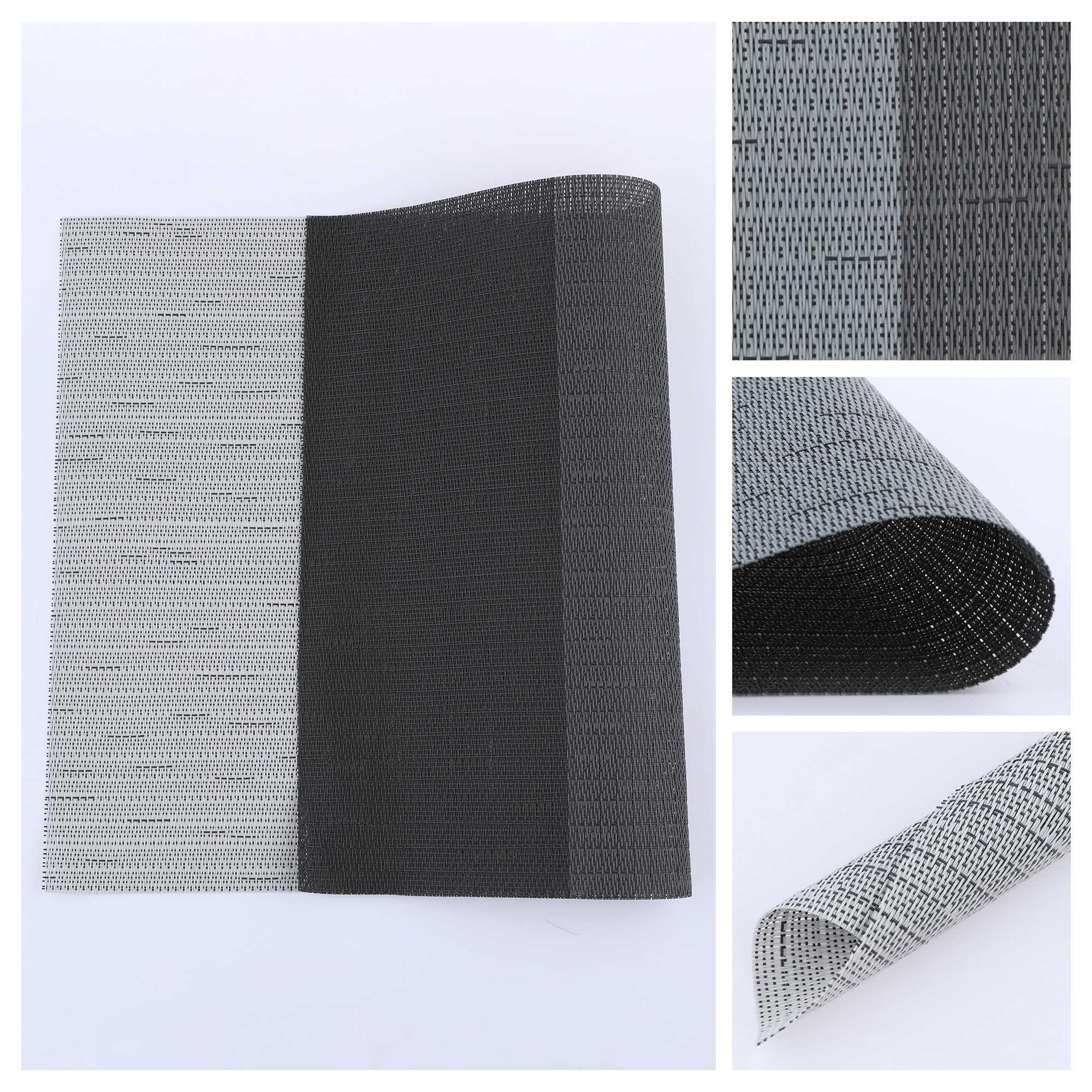 Unique Bargains 8 Packs Placemats for Kitchen Dining Table Decor Washable Gray 18x12in