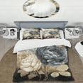 thumbnail image 2 of Designart "Bouquet of Roses in White, Gold, and Black II" Floral & Botanical Bedding Covert Set - Rose Black Floral Bed Set With 1 Sham, 2 of 6