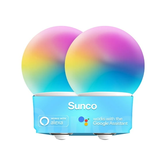 Sunco Smart Globe Bulbs G25 LED, Alexa Compatible LED Decorative Round Vanity Bulbs, 5W, Color Changing RGBCW, Dimmable WiFi Vanity Smart Bulbs for Amazon Alexa, Google Assistant, 2 Pack.
