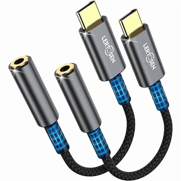 2 Pack USB C to 3.5mm Headphone Jack Adapter – HiFi Audio Dongle, Type C to Aux Female Cable Cord Compatible with iPhone 16/15 Pro Max, Samsung S25/S24/S23, iPad Pro, Pixel, MacBook