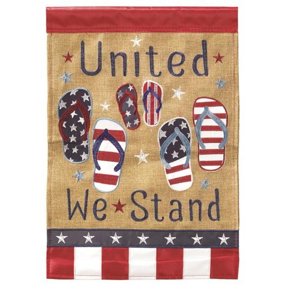 Magnolia Gardens M001518 29 x 42 in. Patriotic Flip Flops Burlap Garden Flag - Large