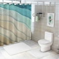 thumbnail image 7 of Awpe Bathroom Shower Curtain Set with Hooks Abstract Sea Waves Blue White Brown Gradient Stripes Ocean Theme Modern Simple Style White, 7 of 7