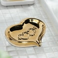 thumbnail image 5 of Valentine's Day Heart Shaped Ceramic Household Soap Box Cute And Waterfree Drains Countertop Storage Soap Box Soap(Gold), 5 of 6