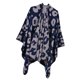 thumbnail image 2 of Cárdigan con cuello chal estampado leopardo Pañuelo Con Estampado De Leopardo Y Abrigo Abierto En La Parte Delantera Poncho Cape Bufanda Azul Marino Azul marino Magideal Cárdigan con cuello chal estampado leopardo, 2 of 5