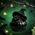 thumbnail image 4 of OCCOA Cute Halloween Pumpkin Hanging Ornament Sleeping Animals with Witch Hat Acrylic Pendant for Tree Mantel Window Door Home Halloween Decor Gift, C, 4 of 5