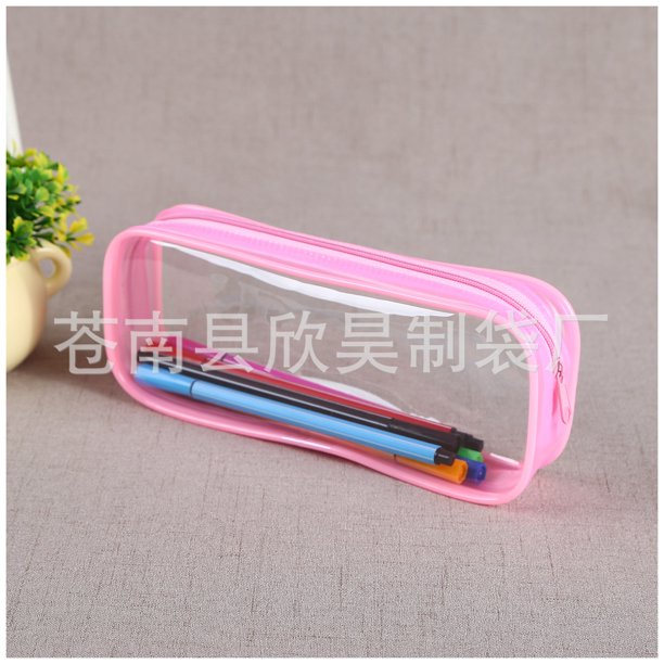 Bolsa de PVC con cremallera Estuche para lápices de PVC Bolsa de papelería Bolsa de lápices de plástico transparente Portátil
