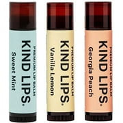 Kind Lips Lip Balm, Nourishing Soothing Lip Moisturizer for Dry Cracked Chapped Lips, Made in Usa With 100% Natural USDA Organic Ingredients, Variety Flavor, Pack of 3