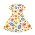thumbnail image 3 of Uourmeti Hippie Flower Short Sleeve Swing Dress Summer Crew Neck Party Dresses with Pockets Casual Knee A-line Dresses Lightweight Soft Beach Dress for Girls, 3 of 6