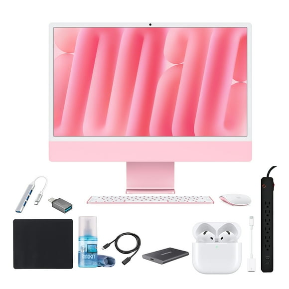 Apple iMac 24" Pink M1 Chip 8-Core GPU 256GB SSD 8GB RAM + 1TB SSD + AirPods 4