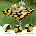 thumbnail image 4 of Yellow Lemon Fruit Dots Black Pattern Square Fitted Tablecloth with Elastic Edge,Square Table Cover,Washable Elastic Table Cover for Home Kitchen Party Decor 34"x34", 4 of 6