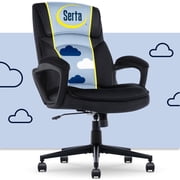 Serta Comfort Classic Executive Office Chair Padded Armrest Black Velvet Fabric