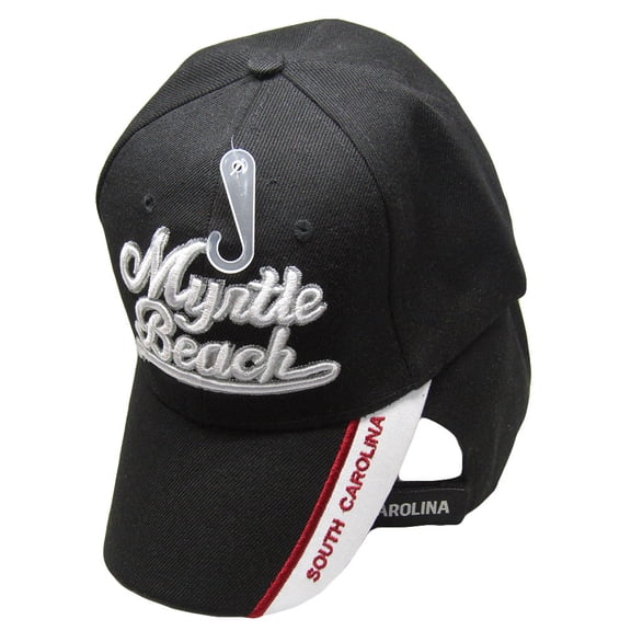 Myrtle Beach Script South Carolina SC Black Embroidered Cap Hat