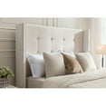 thumbnail image 4 of Peyton Upholstered Queen Bed / 54" High Headboard / Traditional Hand Buttoned Tufting / Nailhead Trim Wingback / No Box Spring Needed / Easy Assembly / Ivory Velvet, 4 of 9