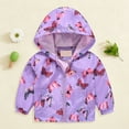 thumbnail image 2 of Wxirdiow Toddler Girl Clothes Toddler Boys Dinosaur Graphic Windproof Spring Jacket Kids Zipper Hooded Raincoat with Pocket Purple Size,3-4 Years, 2 of 9