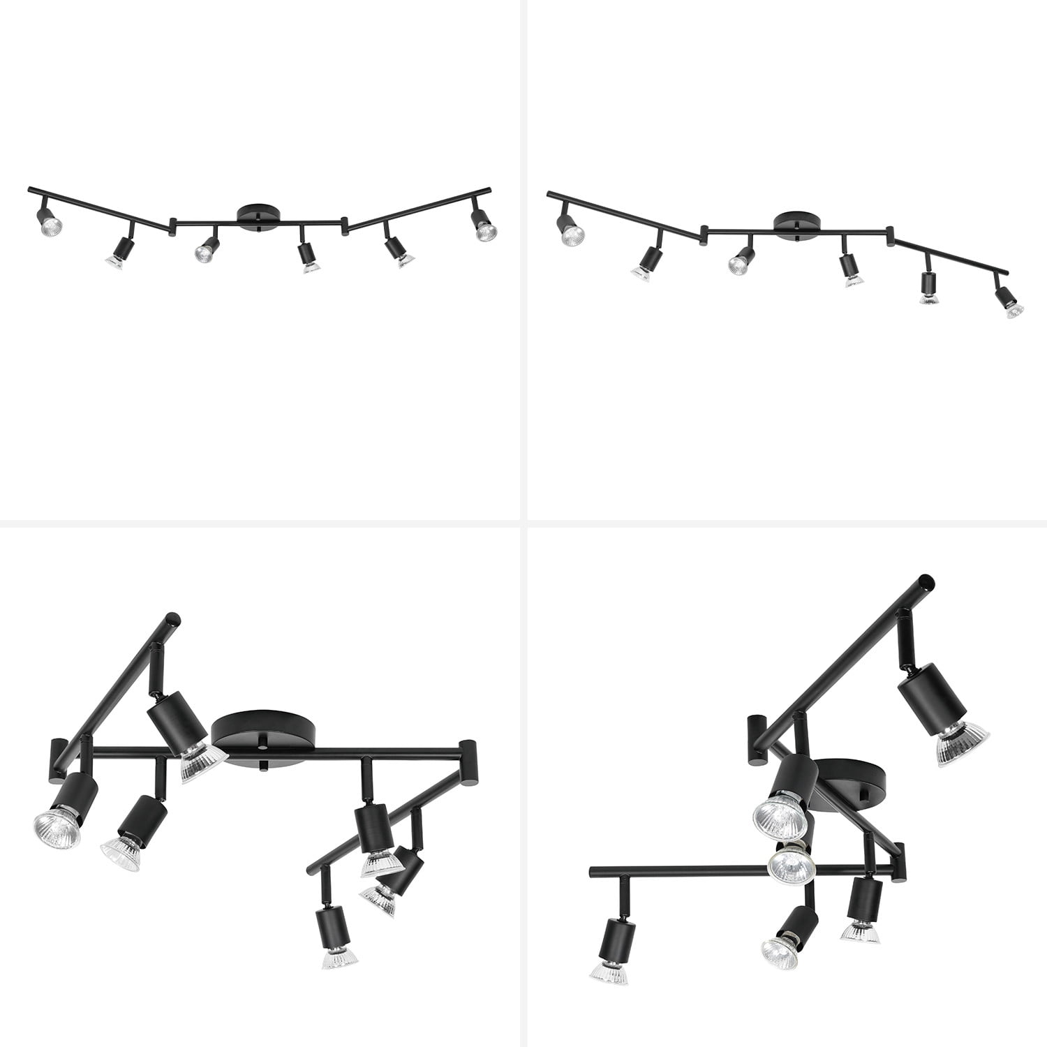 Globe Electric Payton 6-Light Painted Black Foldable Track Lighting Kit, 59693