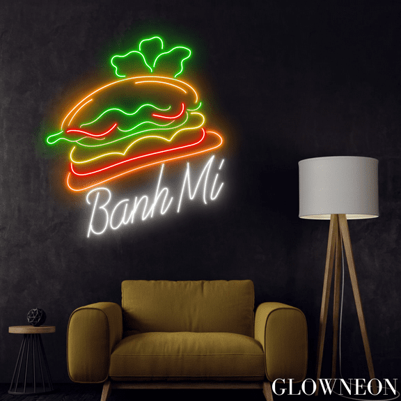 Glowneon Banh Mi Neon Sign, Vietnamese Banh Mi Led Sign, Bread Light