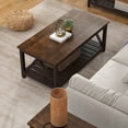 thumbnail image 3 of Farmhouse Coffee Table, Rustic Vintage Living Room Table with Shelf, 40 Espresso, 3 of 15