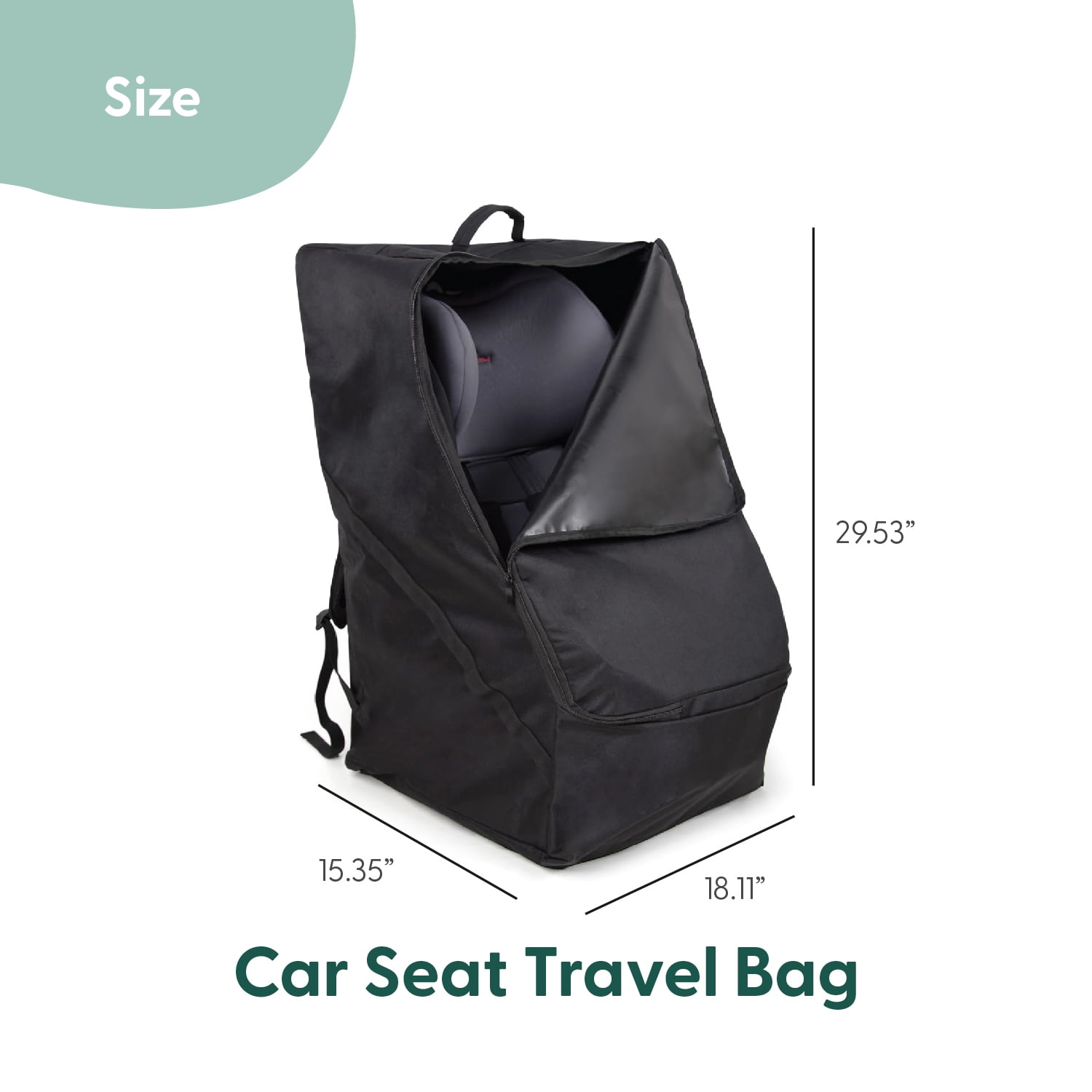 The Peanutshell Carseat Travel Bag for Airplane, Durable Padded Bag Gate Check Easy Carry Airport Car Seat Cover, Fits Most Graco, Evenflo, Toddler, Kids, Infant Baby Travel Essentials for Flying