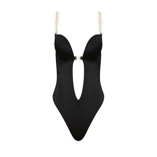 Notime Women Plunging Deep V Neck Strapless Backless Bodysuit For Wedding Body Shaper Bra 