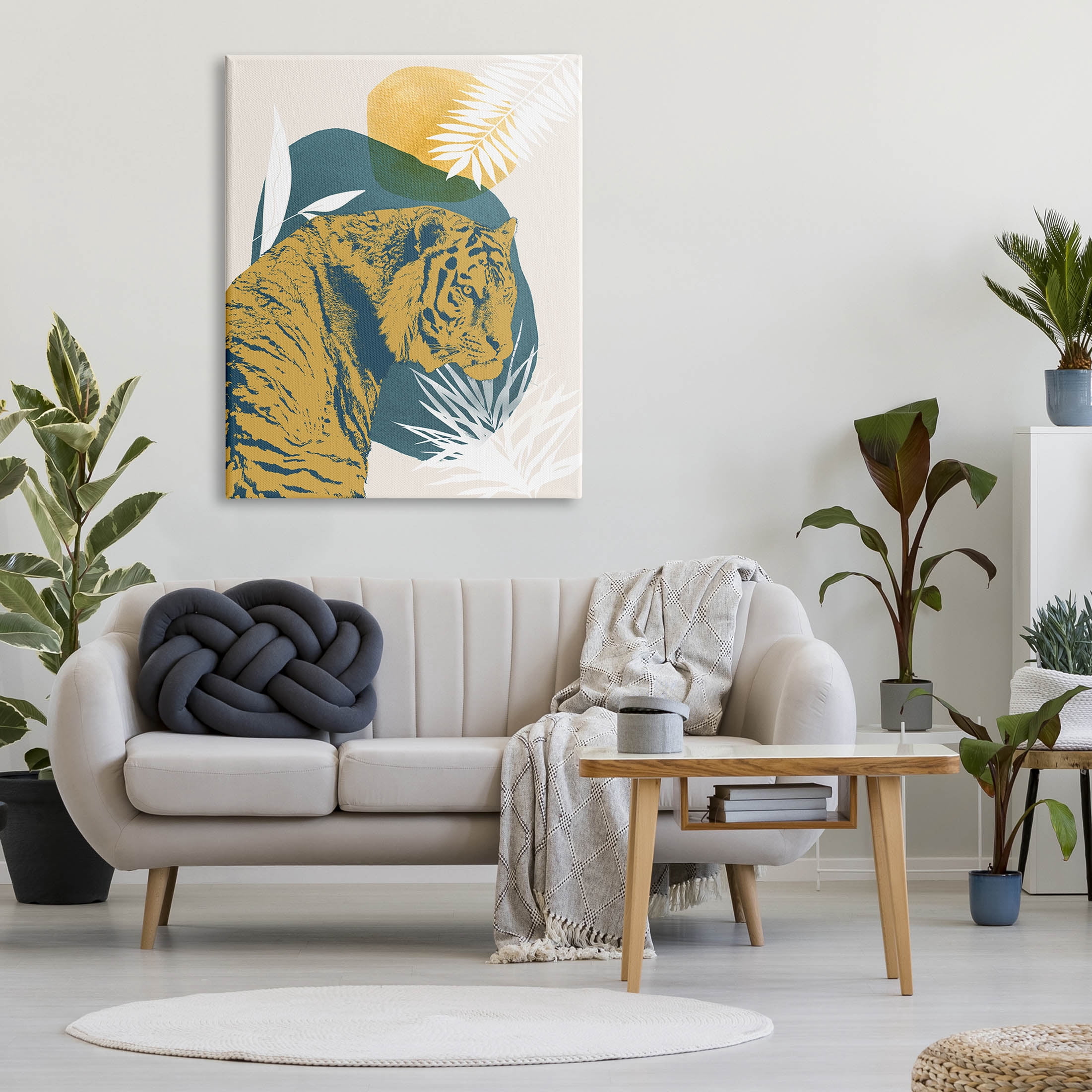 Stupell Industries Botanical Tiger Wildlife Collage Graphic Art Gallery Wrapped Canvas Print Wall Art, Design by Carol Robinson