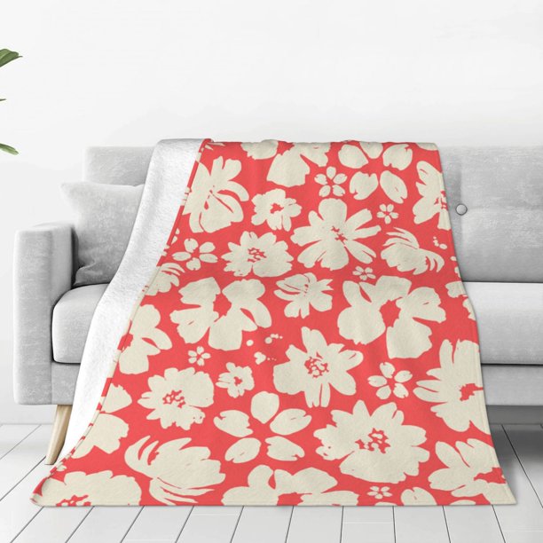 Balery Beige Flowers Manta de Felpa Suave y Acogedora – Cobija de Franela Aterciopelada para Cama, Lavable y Cálida para Sofá, Mascotas, Transpirable-80"x60"