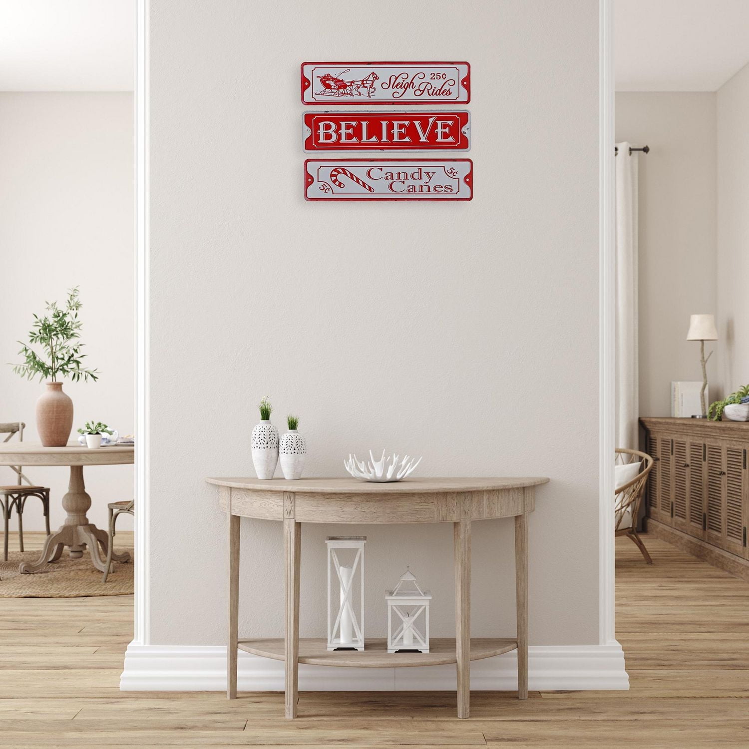 Embossed Metal Sign - Set of 3