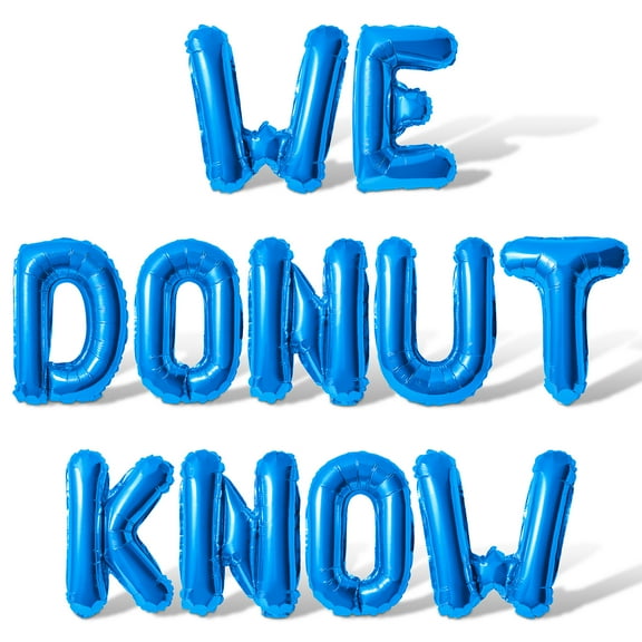 Letter Balloons - WE DONUT KNOW 16" Inch Alphabet Letters Foil Mylar Balloon Baby Shower Party Banner (Blue)