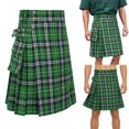 thumbnail image 5 of YAYUBA Men's Kilt for Men Retro Scottish Style Plaid Contrast Waistband Pleated Skirt, 5 of 9