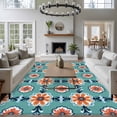 thumbnail image 3 of 8'x10' Area Rugs, Orange Teal Blue Indoor Outdoor Area Rug for Living Room Bedroom, Modern Abstract Floral Ethnic Washable Bathroom Rugs Kitchen Floor Carpet Mats Home Decor Aesthetic, 3 of 8