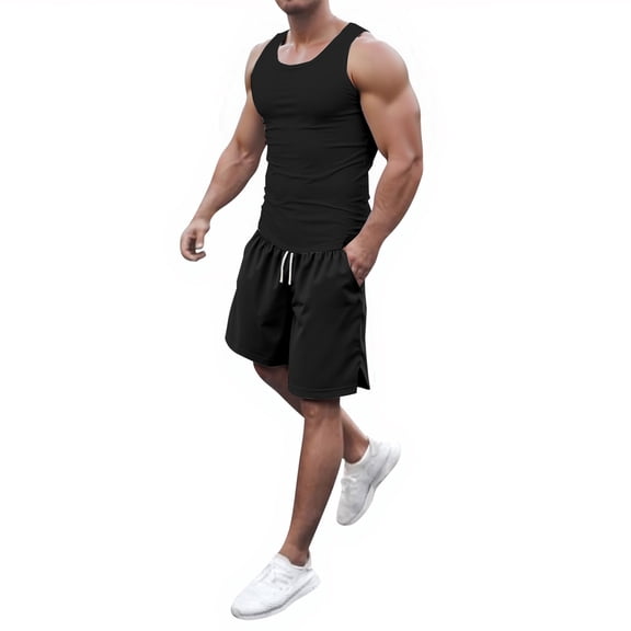 Afdoent Men's 2 Piece Short Set Mens Suits For Daily Use Casual Wear And Outdoor Activities Sleeveless Vest And Shorts Set Comfortable And Stylish Fit For Summer Beach Vacation Outfits