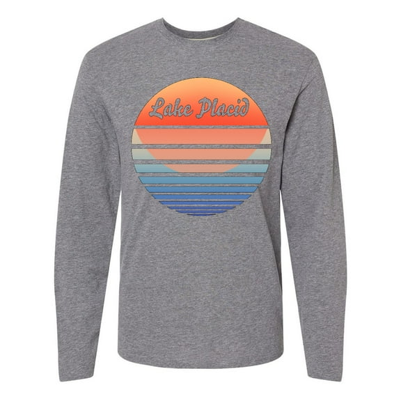 Inktastic Lake Placid Retro Sunset Long Sleeve T-Shirt