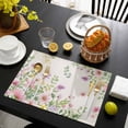 thumbnail image 3 of Pink Purple Flower Placemats Set of 6, Spring Farmhouse Country Floral Leaf Placemats for Dining Table, Place Mats for Kitchen Tabletop, Waterproof Wipeable Dining Table Mats Set, 3 of 9