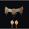 thumbnail image 3 of &nbsp;Artificial Gold Jadau Jewellery Rajputana Rajasthani Antique Traditional Ethnic Wear Pearl Beaded Choker Necklace set Earrings(MIBDDCHKR990B5MOONCPY1), 3 of 4